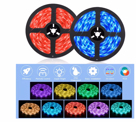 Precio al por mayor Iluminación decorativa DC5V 12V 5 metros Kits de blister Tira de luz LED con logotipo personalizado