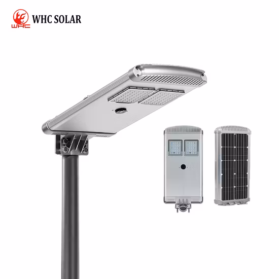 Comercio al por mayor Mejor Precio 100W 150W 200W 250W Cubierta exterior Panel de energía Panel de inundación Sensor de movimiento Carretera Jardín al aire libre LED de pared Luz de calle solar todo en uno